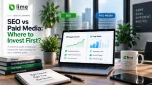 Editorial comparison of SEO and paid media as two digital acquisition strategies.