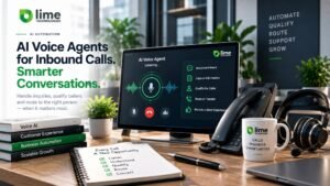 AI voice automation concept illustrating inbound calls, qualification, routing and human transfer.